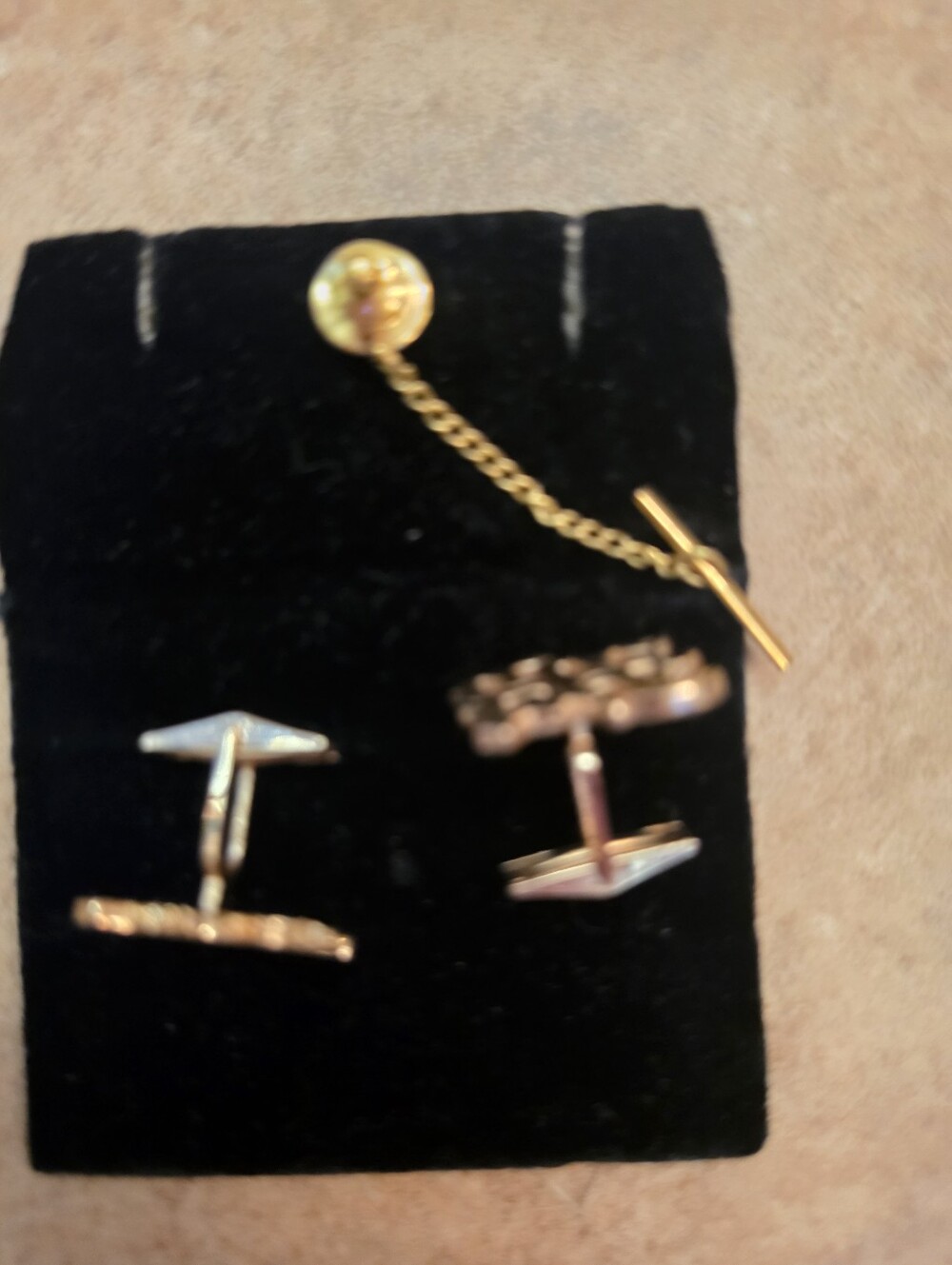 Monogram Gold-Tone Cufflinks and Tie Bar Set - Picture 5 of 5